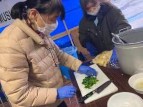 Preparing meals for evacuees