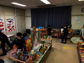 Children attend the candy store in Hiroshima