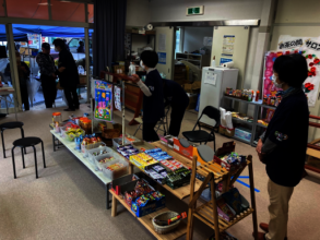 Children attend the candy store in Hiroshima