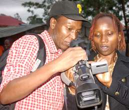 Douglas with Ivy, a Kibera Film School trainee