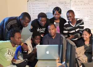 Young East Africans with Dwayne Johnson-Cochran