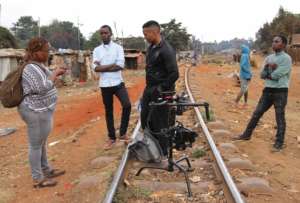 Film crew on location in Kibera