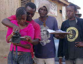 Godfrey with Kibera Film School team