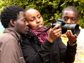 Nathan, Wambui, Charles at Kibera Film School