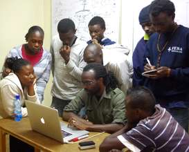 Kibera Film School class, filmmaker Allan Aligula