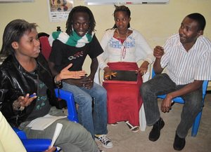 Trainees in class with Ian Mbugua, well known actor/director
