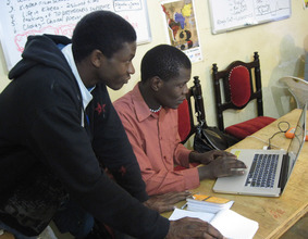 Victor and Jose editing at KIBERA FILM SCHOOL