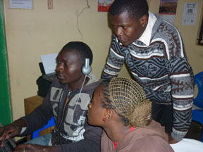 Kibera Film School trainees editing