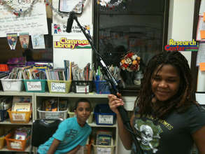 Kayla on boom mic with Wally