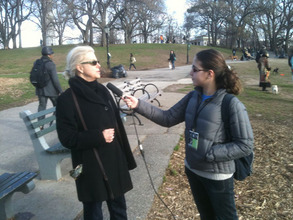 Nicole doing "man on the street" interviews