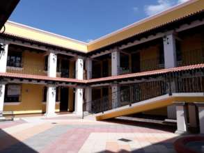 The patio space among the halls of meeting rooms.