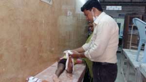 Taking measurement for a child for making a device