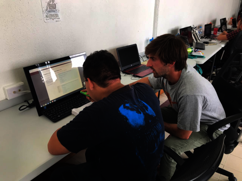 Student working in classroom