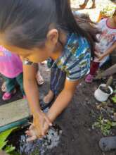 Students practice hand washing every day.