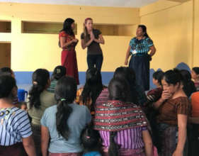 Our team talks to the parents about our work.