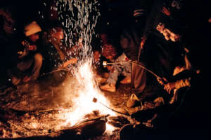 Smores by the campfire on Christmas Night