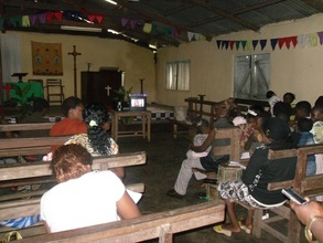 The whole group enjoying the movie