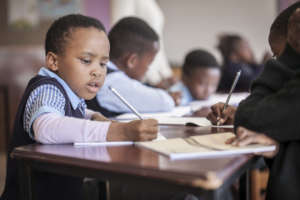 Children writing