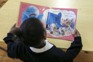 Child reading a book