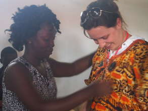 Hannah receiving her leaving gift