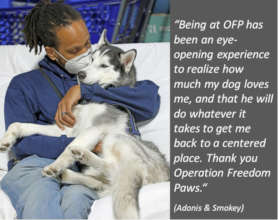 Army Veteran Adonis with his Service Dog Smokey