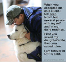 Army Veteran Ramon with his service dog Yeti