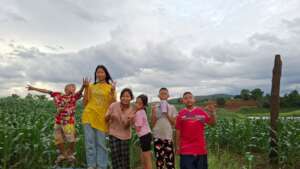 Checking out the corn crop