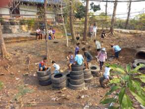 Fun with used tires - erosion prevention