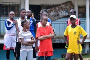 Girls waiting to get their jersey