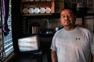 A San Salvador shelter resident