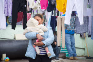 A mother awaits asylum at the U.S. Mexico border