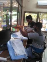 volunteers preparing gauze pieces in bulk