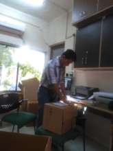 volunteer preparing rescue boxes