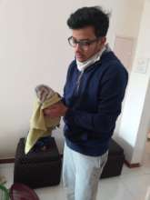 our volunteer handling injured bird