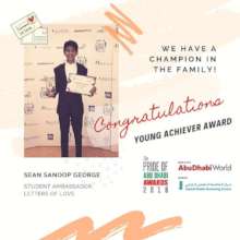 Sean winning the Pride of Abu Dhabi award!