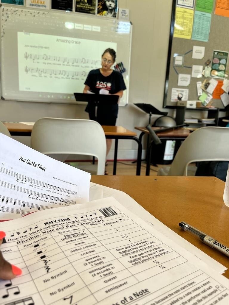 Mrs D leads  the Music Teachers Workshop