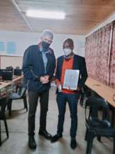 Grant Edkins visits a school between workshops