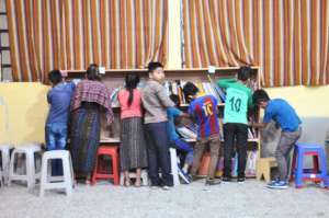 Students participate in a "treasure hunt" activity
