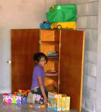 student helping out