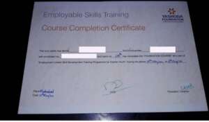 Certificate of completion - skill training