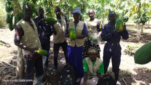 ICRAF community-based facilitators display papaya