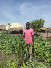 In his vegetable garden, a refugee with a tree