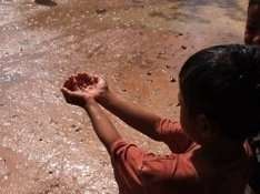 Child Catching Rain Water