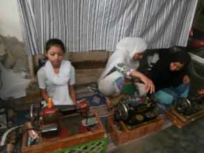 Muskaan learning how to stitch