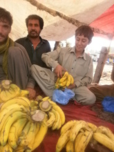At work - bagging bananas