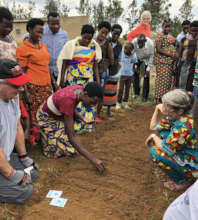 Demonstration of planting a small family garden.