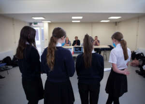 Students pitching their business idea