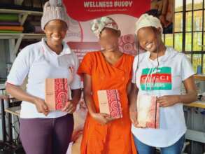Women receiving journals for mental health