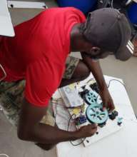 Peterson working on the "Out of the box printer"