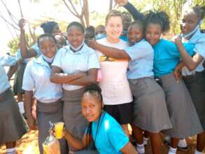 Ayana and friends at hairdressing school